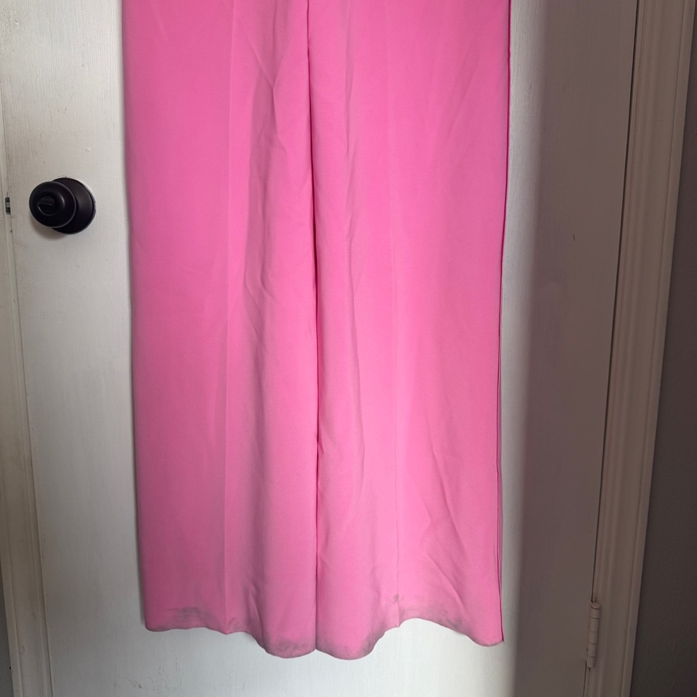 Norma Kamali Single Breasted Straight Leg Jumpsuit in Candy Pink Long Sleeve - Picture 7 of 8